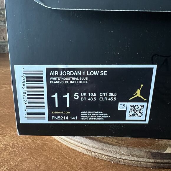 New Nike Air Jordan 1 SE Low Industrial Blue White Shoes Sneakers Size 11.5 - Picture 15 of 16